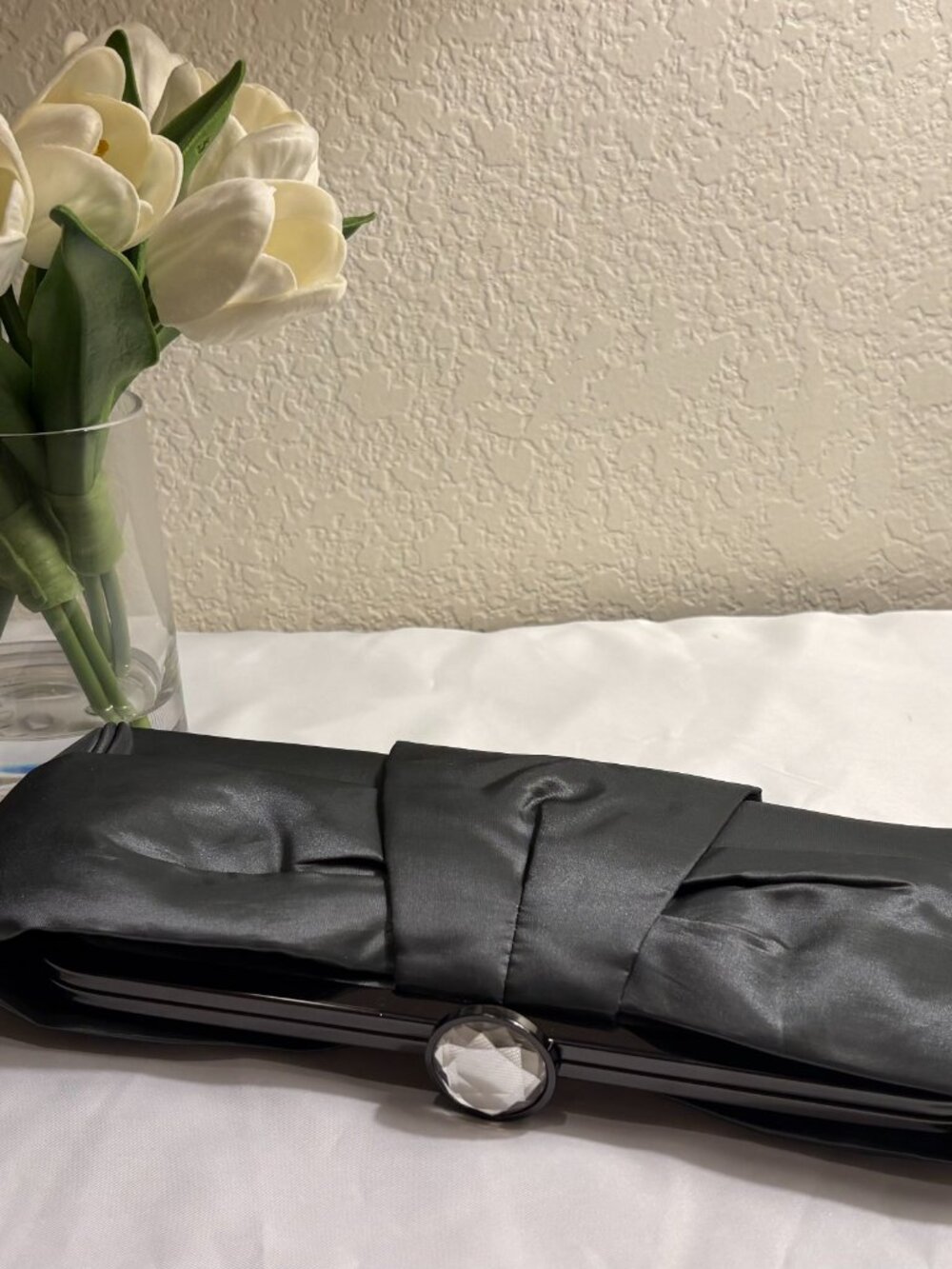 Kate Landry Satin Olive Green Clutch - New